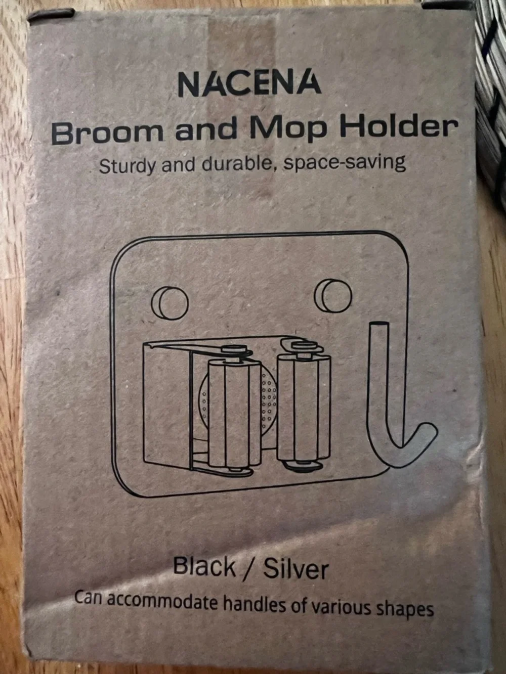 Stainless Steel Mop and Broom Holder with Hooks  Set of 4